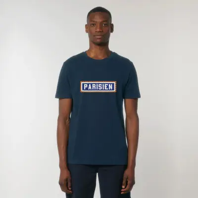T-SHIRT COTON BIO BRODÉ - PARISIEN - NAVY — photo 3