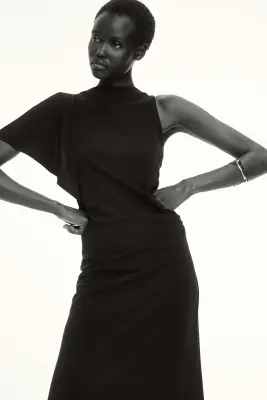 Robe asymétrique en jersey romanite - Noir — photo 2