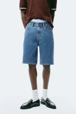 Short Relaxed Fit en denim - Bleu denim — photo 1
