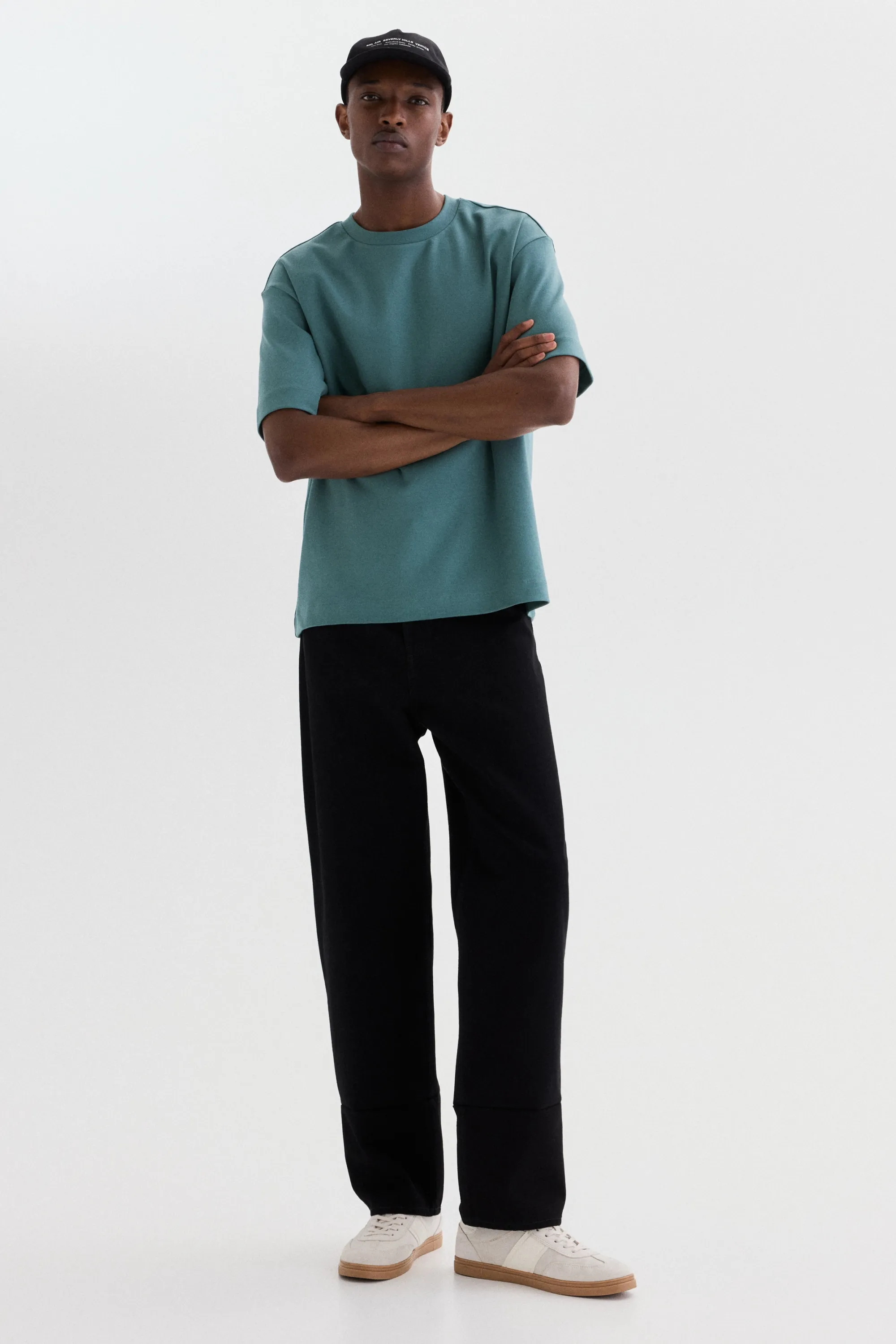 T-shirt Loose Fit en interlock - Bleu canard