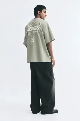 T-shirt Oversized Fit - Vert olive ancien/Nas — photo 3
