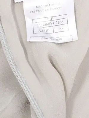 Robe courte cintrée en mousseline de soie gris vert à fines bretelles Prix boutique 3000€ Taille XXS — photo 4