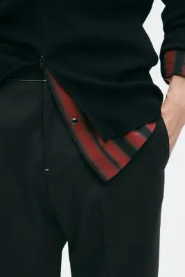 Pantalon chic Regular Fit en laine mélangée - Noir — photo 2