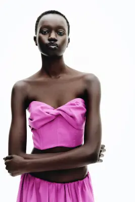 Crop top avec détail torsadé - Violet vif — photo 2