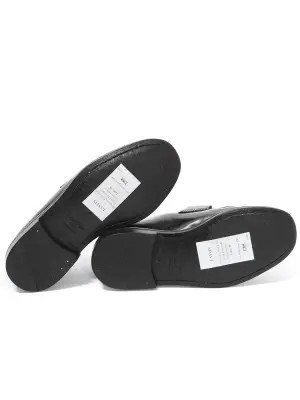 Mocassins bout rond en cuir glacé noir ornament doré Prix boutique 850€ Taille 38 — photo 5