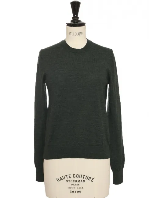 Pull col rond en 100% laine vert foncé Prix boutique 270€ Taille XS