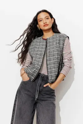 Blouson tweedé sans manches — photo 2
