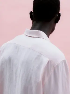 Chemise en lin classique - Rose poudré — photo 4