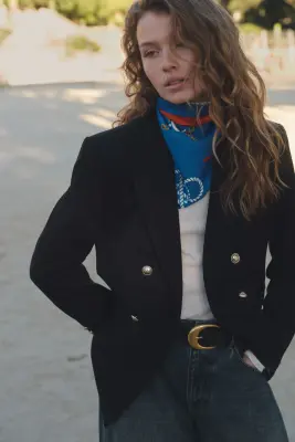 Blazer à fermeture croisée - Bleu marine — photo 1
