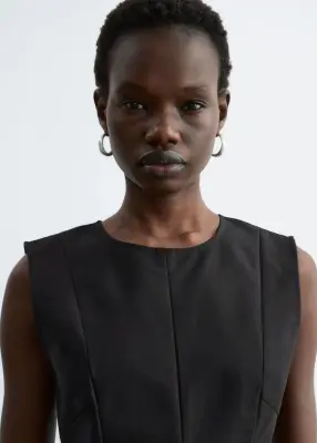 Robe courte plissée - Noir — photo 3