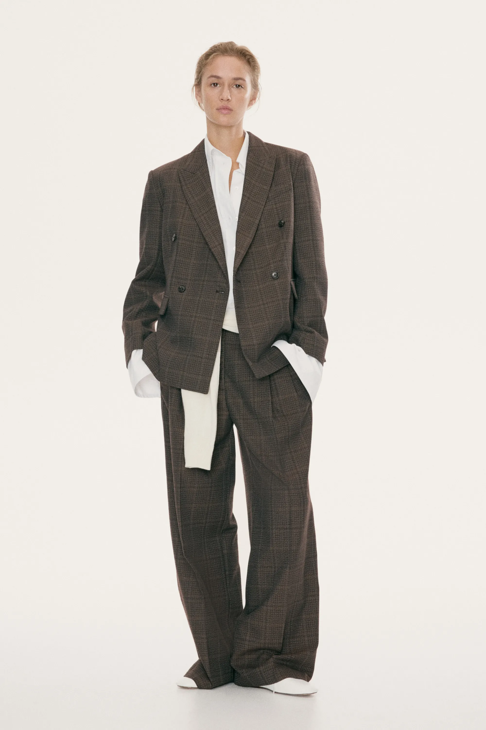 Blazer à fermeture croisée - Taupe ancien/carreaux
