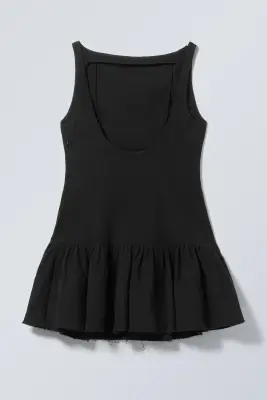 Mini-robe en sergé sans manches - Noir — photo 1