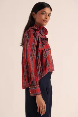 Blouse Diana tartan rouge — photo 5