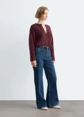 Cardigan en maille d’alpaga mélangé - Bordeaux — photo 5