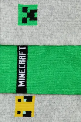 Lot de 5 paires de chaussettes à motif intarsia - Vert/Minecraft — photo 2