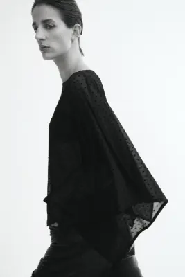Top cape oversize - Noir/pois — photo 2