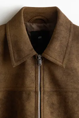Veste zippée en tissu gratté - Marron — photo 5