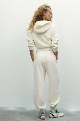 Pantalon jogger à jambes barrel - Crème — photo 2