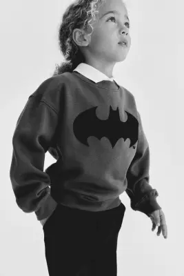 Sweat imprimé avec intérieur brossé - Gris foncé/Batman — photo 4