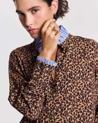 Chemise Mina léopard et rayures bleu — photo 4