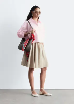 Chemise courte oversize en coton - Rose pastel — photo 2