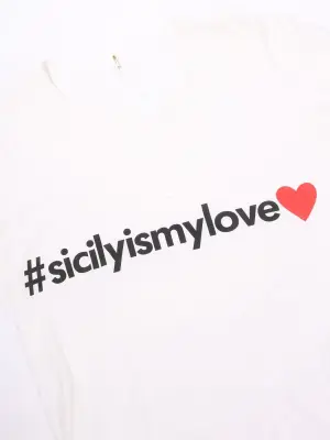 T-shirt manches courtes en coton blanc imprimé "Sicily is my love" Prix boutique 325€ Taille 38 — photo 2