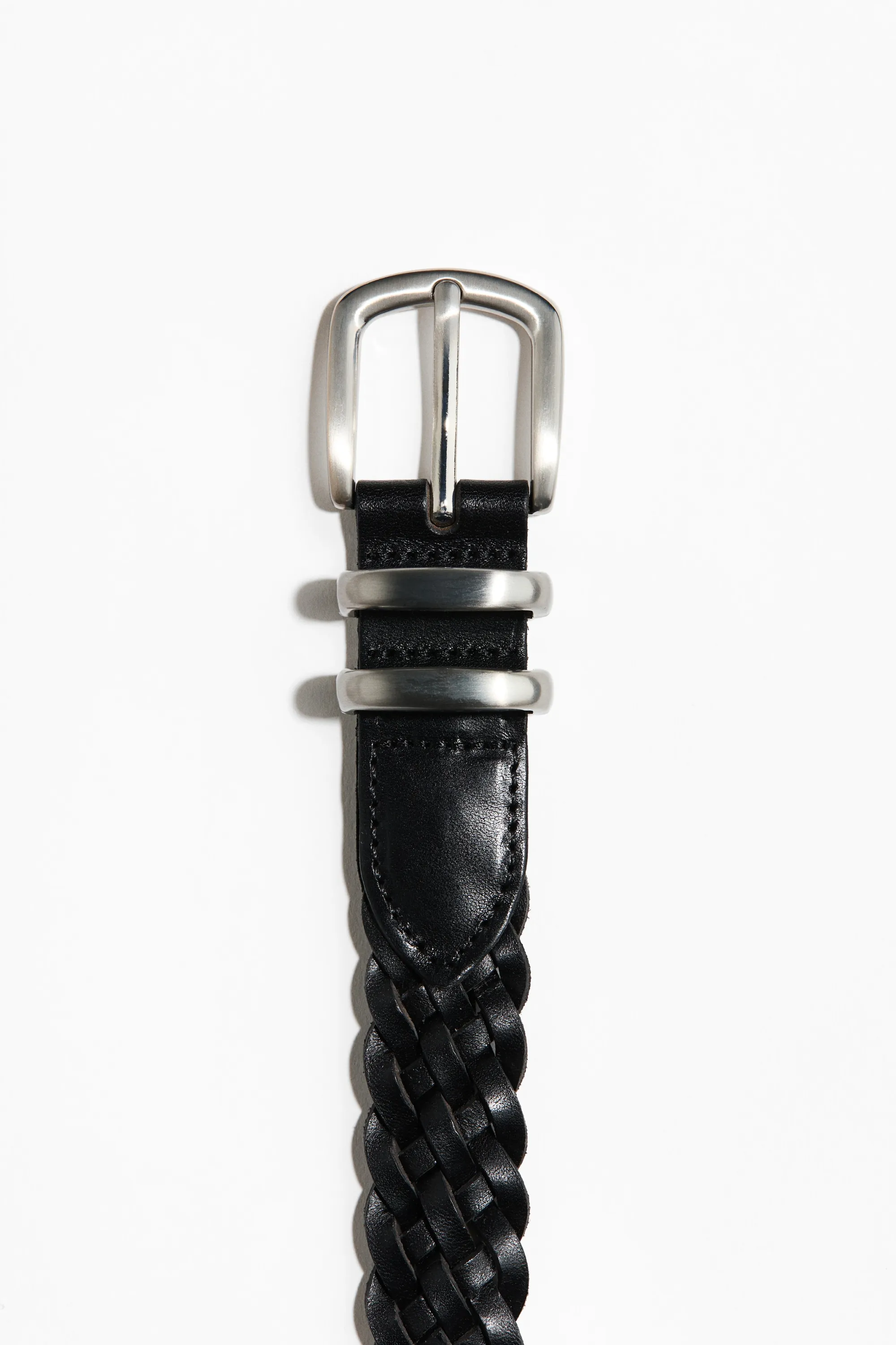 Ceinture en cuir tressé - Noir
