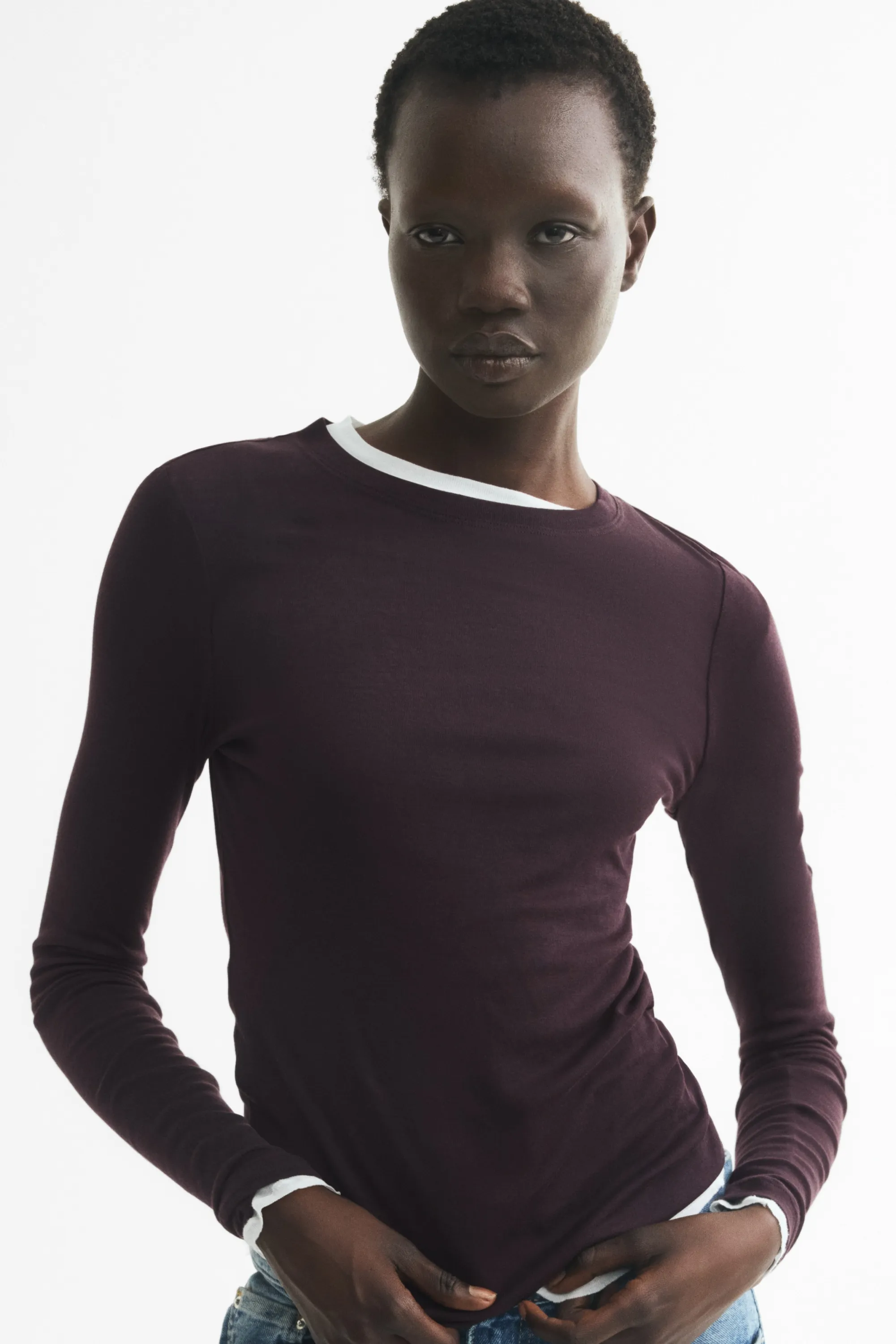 Top en jersey de coton pima - Violet foncé