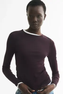 Top en jersey de coton pima - Violet foncé — photo 1