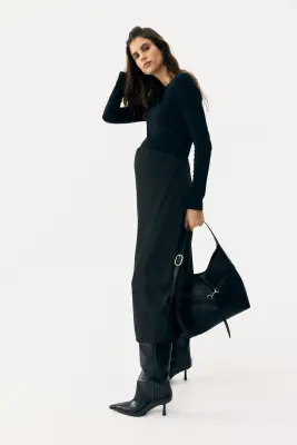 MAMA Slip skirt en satin - Noir — photo 3