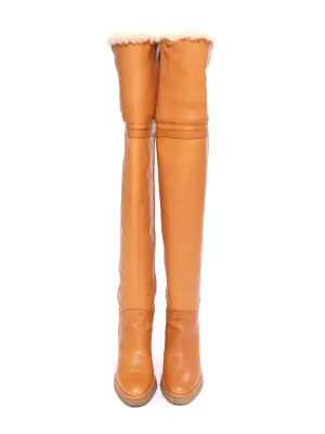 Bottes compensées en cuir camel et shearling blanc Prix boutique 1600€ Taille 37 — photo 2