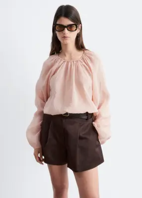Short trapèze en satin - Marron foncé — photo 2
