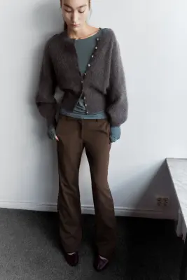 Cardigan en mélange de mohair - Gris foncé chiné — photo 1