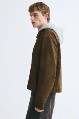 Veste zippée en tissu gratté - Marron — photo 4