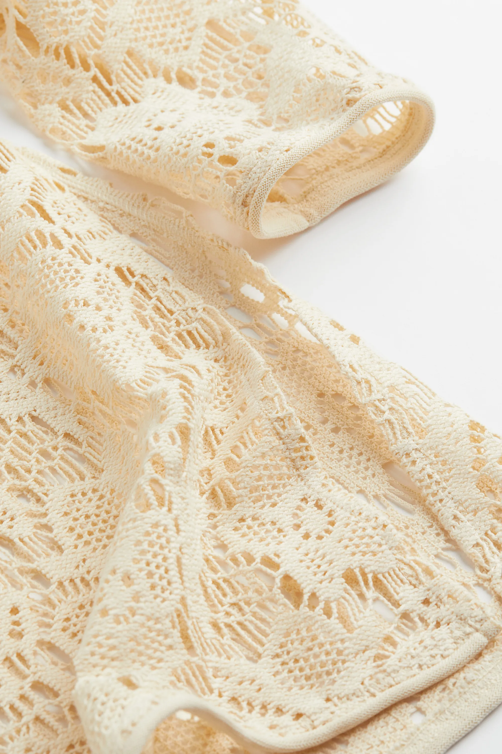 Top long en dentelle avec encolure bateau - Crème