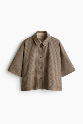 Veste à manches courtes en twill - Beige clair — photo 5