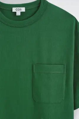 T-SHIRT OVERSIZE À DÉTAIL DE POCHE - VERT FONCÉ — photo 4
