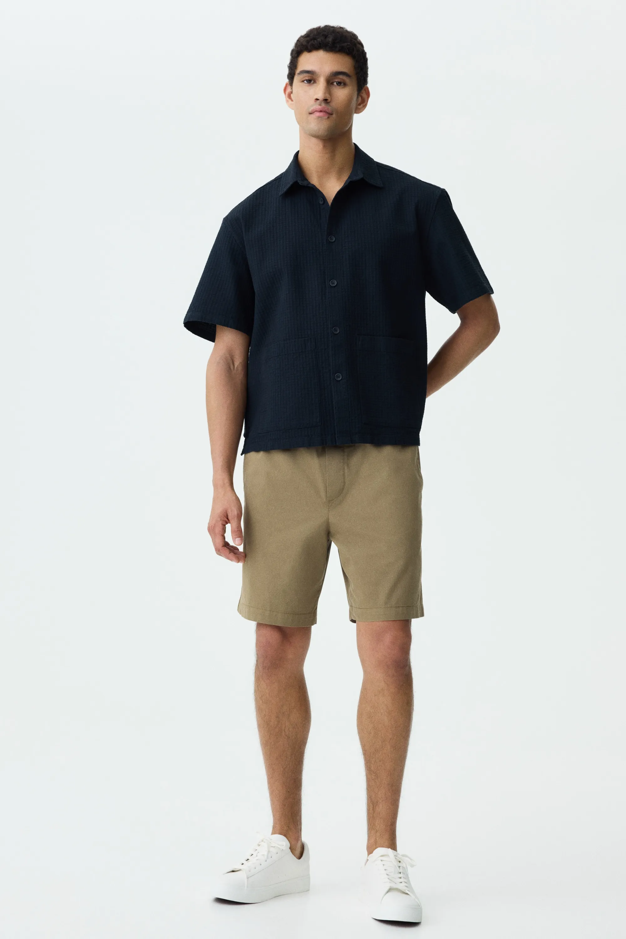 Chemise Relaxed Fit en lin mélangé - Noir