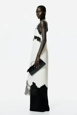 Robe à bretelles fines avec dentelle - Crème — photo 3