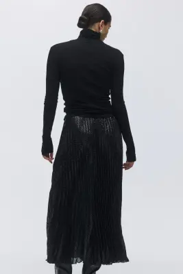 Jupe plissée à sequins - Noir — photo 1