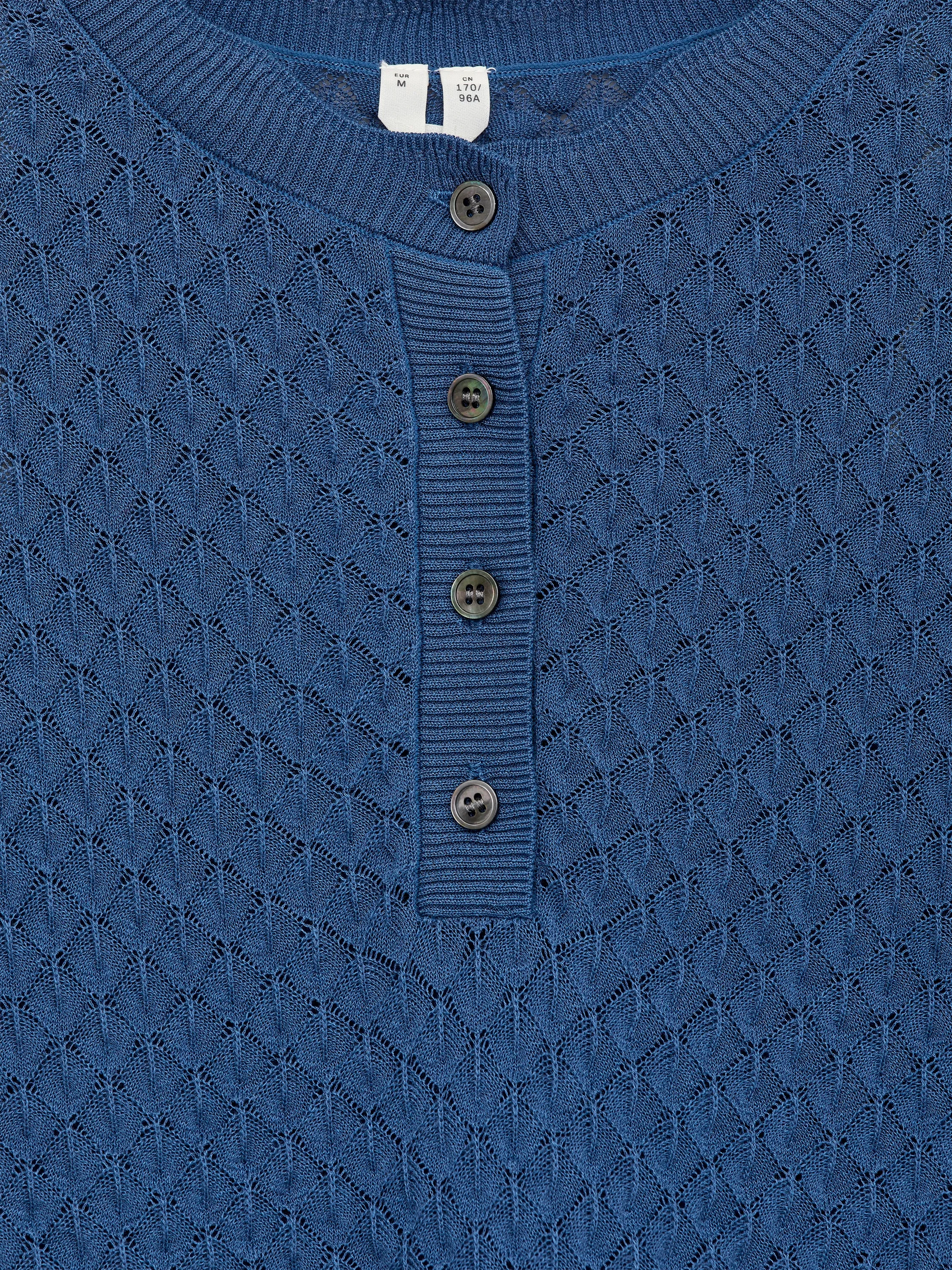 Haut en maille ajourée - Bleu