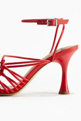 Sandales à talon avec brides fines - Rouge — photo 2
