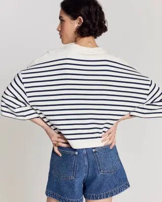 Tee Shirt Lucien rayures bleu marine et blanc — photo 3