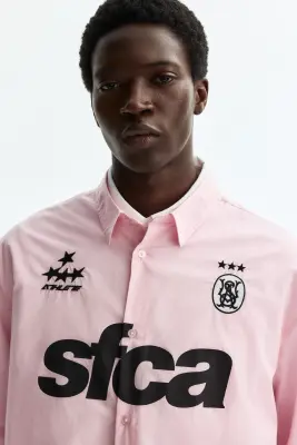 Chemise imprimée Relaxed Fit en popeline de coton - Rose/Sfca — photo 1