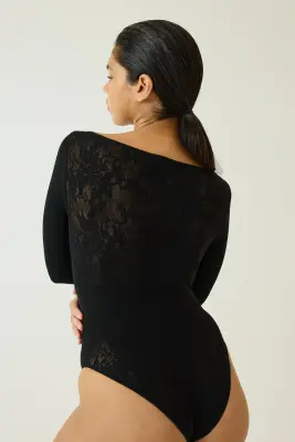 Body en dentelle Seamless - Noir — photo 3