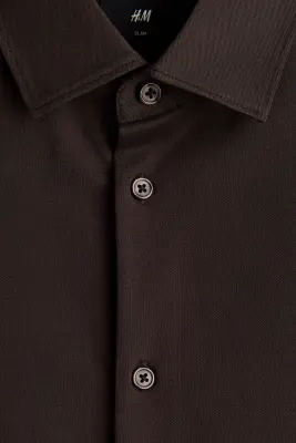 Chemise Four-Way Stretch Slim Fit - Marron foncé — photo 5
