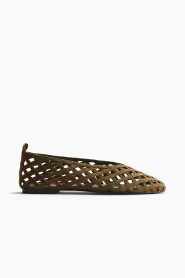 Ballerines à effet tressé - Vert kaki foncé — photo 3