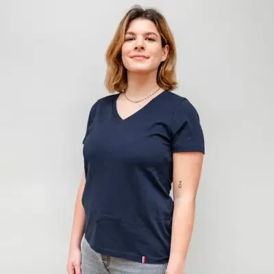 T-shirt Martine col V bleu marine — photo 3