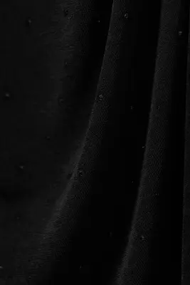Robe courte à encolure bateau et manches longues froncées - Noir - Strass — photo 4