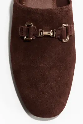 Mules mocassins en cuir - Marron foncé — photo 2